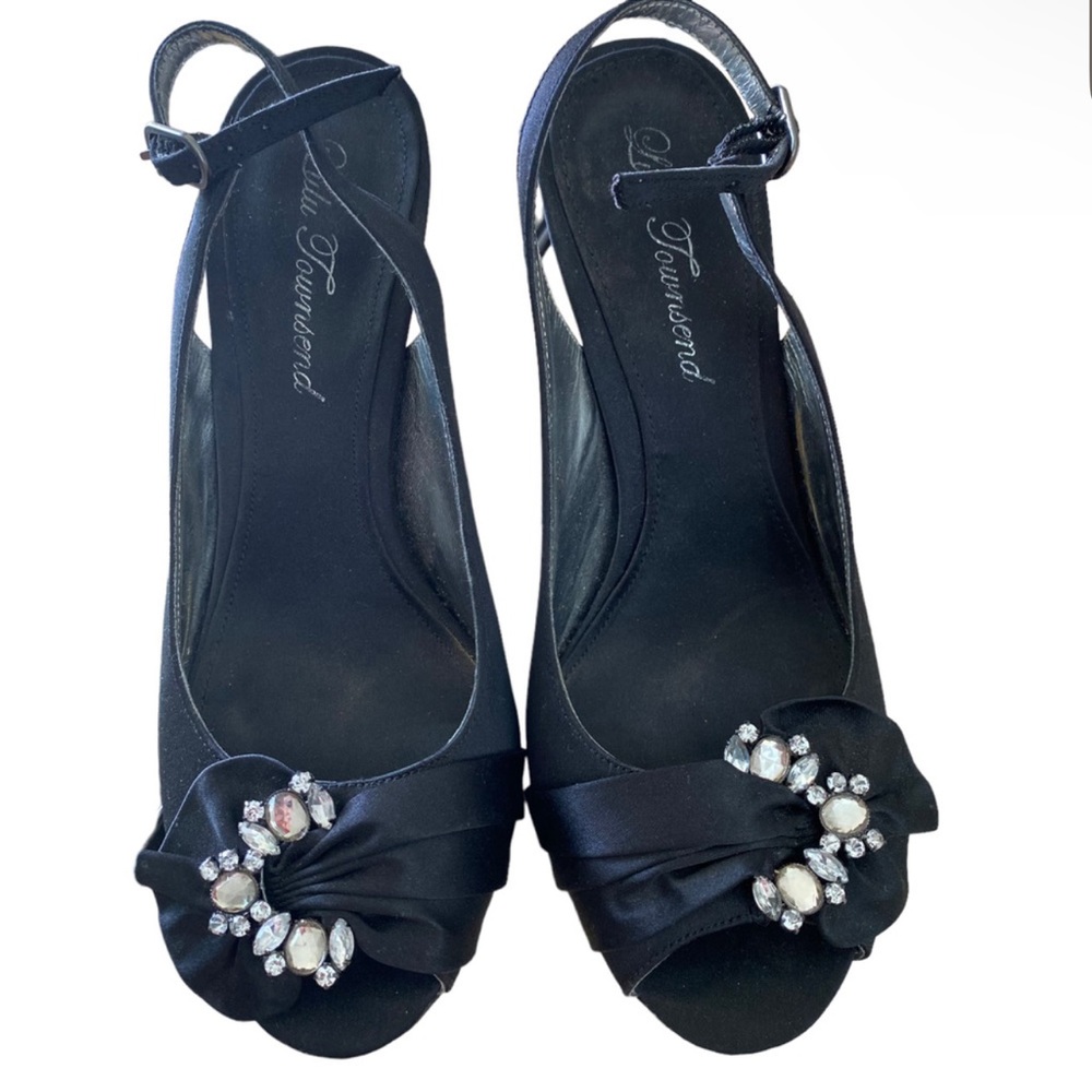 Lulu Townsend Open Toe Jeweled Evening Formal Heels Size 6.5